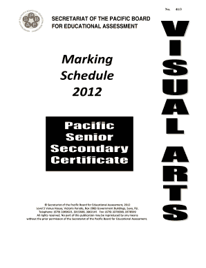 Pacific Board Educational Assessment Marking Schedule