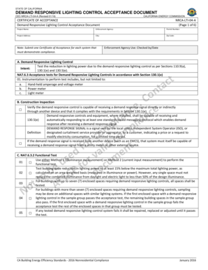 California Demand Responsive Lighting Control Acceptance Document