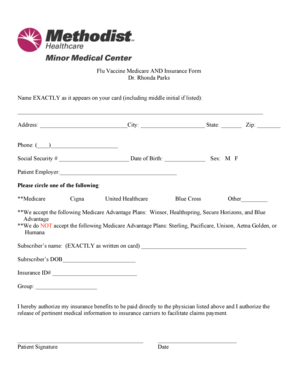Flu Vaccine Medicare Insurance Form
