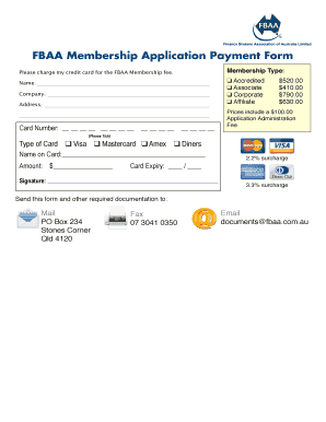 FBAA Membership Application Payment Form