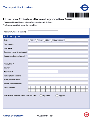 Ultra Low Emission Discount Application Form