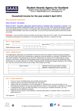 Scottish Student Household Income Form
