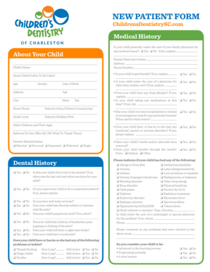 New Patient Form for Children's Dentistry
