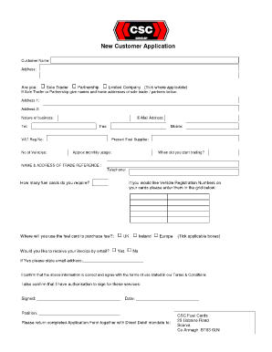 CSC Fuel Cards Application Form