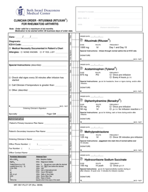 Clinician Order for Rituximab (Rituxan) for Rheumatoid Arthritis