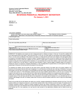 Texas Business Personal Property Rendition
