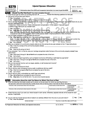 IRS Form 8379 Injured Spouse Allocation
