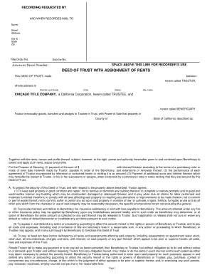 California Deed of Trust with Assignment of Rents