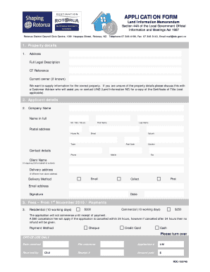 Land Information Memorandum Application Form