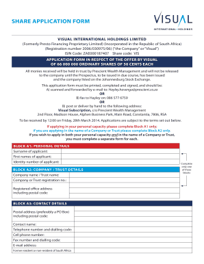 Visual International Share Application Form