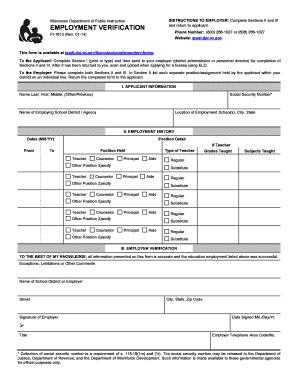 Wisconsin Employment Verification Form