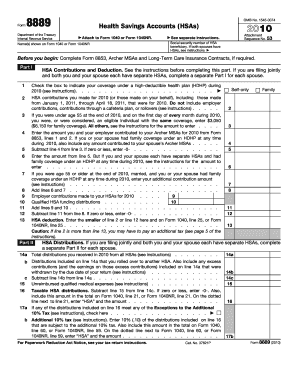 Form 8889 Health Savings Account (HSA) Tax Form