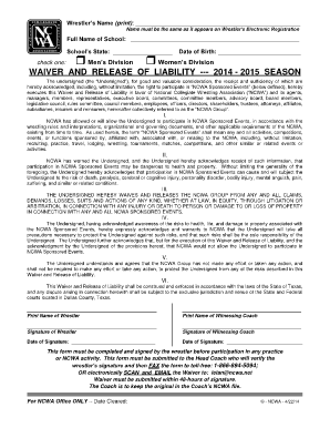 NCWA Waiver and Release of Liability