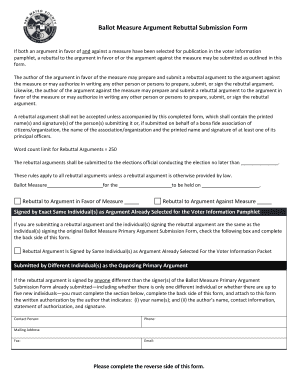 Ballot Measure Rebuttal Argument Form