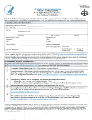Civil Rights Information Request for Medicare Certification