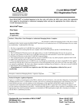 CAAR MLS Registration Form