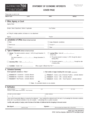 California Form 700 Statement of Economic Interests