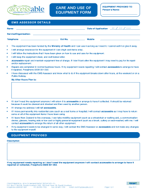 Equipment Care and Use Agreement