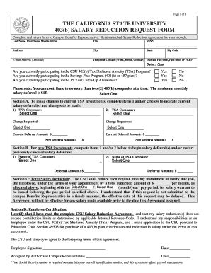 California State University 403(b) Salary Reduction Request Form
