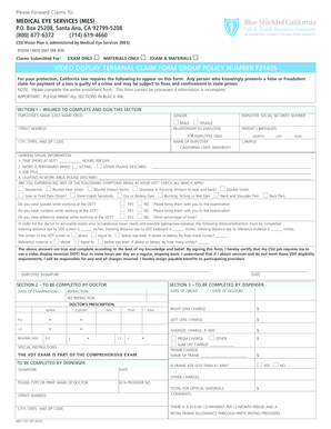 CSU Video Display Terminal Claim Form