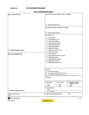 Civil Information Sheet Form 2-A