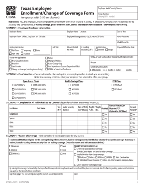 Texas Employee Health Insurance Enrollment Form