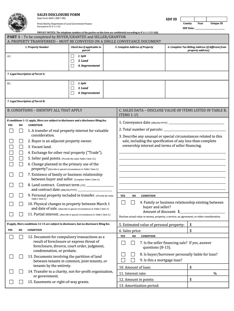 indiana sales disclosure Preview on Page 1