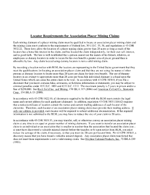 Locator Requirements for Association Placer Mining Claims - blm