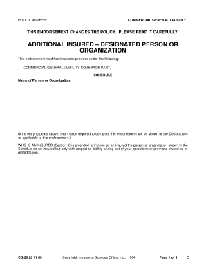 Additional Insured Designated Person Or Organization - King County - risk state nv