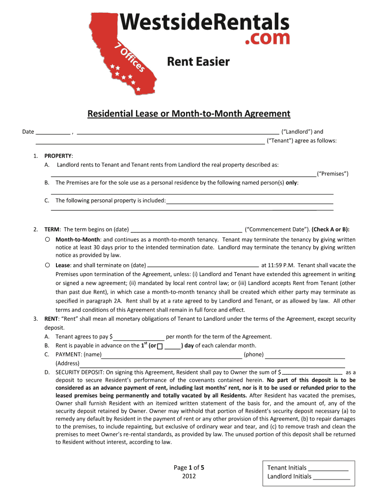 agreement rent from sample Preview on Page 1