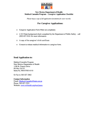 New Mexico Medical Cannabis Program Caregiver Application