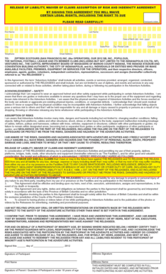 Release of Liability Waiver for Adventure Activities