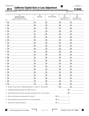 2015 California Capital Gain or Loss Adjustment