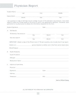 Bank Certification Physician Report