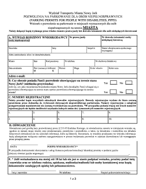New York City Disabled Parking Permit Application