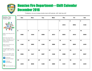 Houston Fire DepartmentShift Calendar December 2016 - houstontx