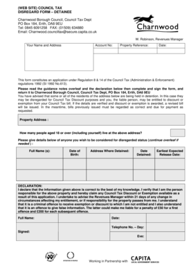 Council Tax Disregard Form - Detainee