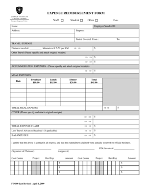 Expense Reimbursement Form