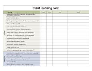 Event Planning Form