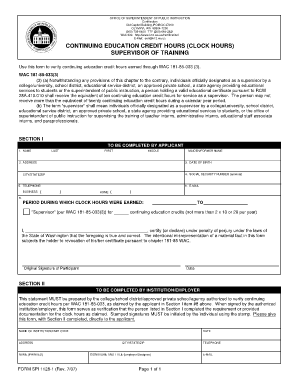 Washington State Supervisor Training Credit Verification Form