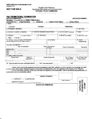 NAPOLCOM Form 1-A (PNP Promotional Examination Form)