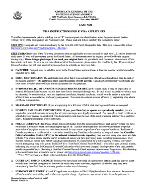 Visa Instructions for K Visa Applicants