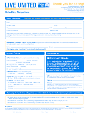 United Way of Lewis County Pledge Form