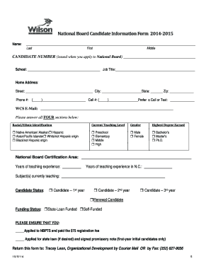 National Board Candidate Information Form
