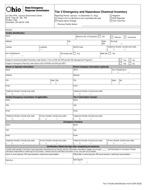 Tier 2 Emergency and Hazardous Chemical Inventory Form
