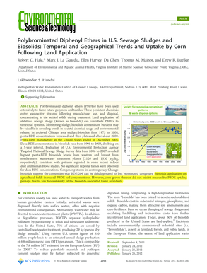 Hale et al 2012 PBDEs in US Biosolids - uptake by corn - outside vermont