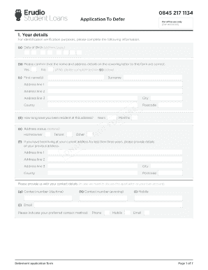 UK Student Loan Deferment Application Form