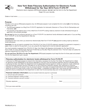 New York Fiduciary Authorization for Electronic Funds Withdrawal