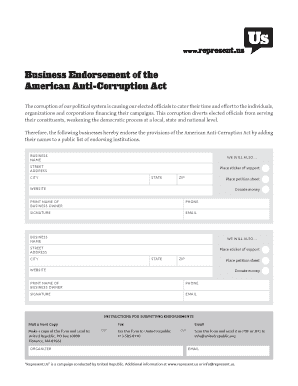 Business Endorsement of the American Anti-Corruption Act