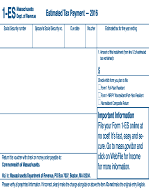 Massachusetts Estimated Tax Payment Voucher